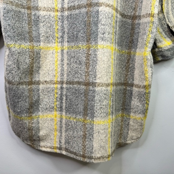 Only Wool-Blend Grey Yellow Plaid Long Shacket Size Medium - Picture 10 of 16